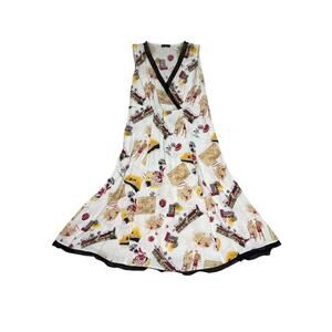 Loco Lindo Womens Size S Beach Print Sleeveless Retro Midi Dress